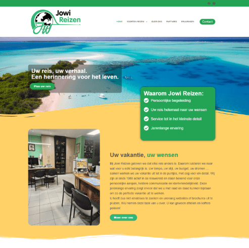 Website van Jowi Reizen, ontworpen door Flecto Web Creative