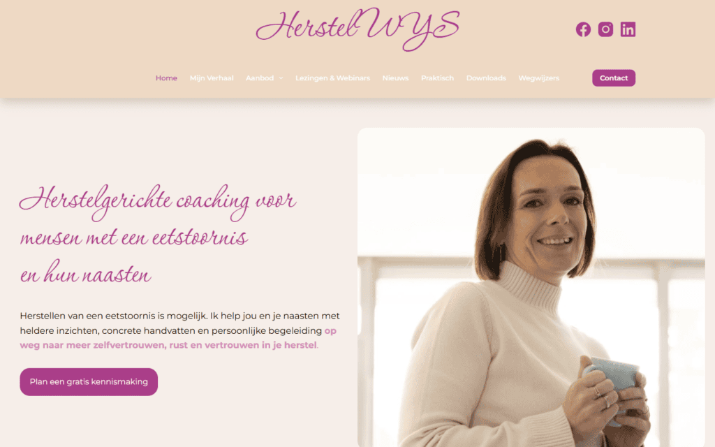 Homepage van de website van HerstelWYS, ontworpen door Flecto Web Creative